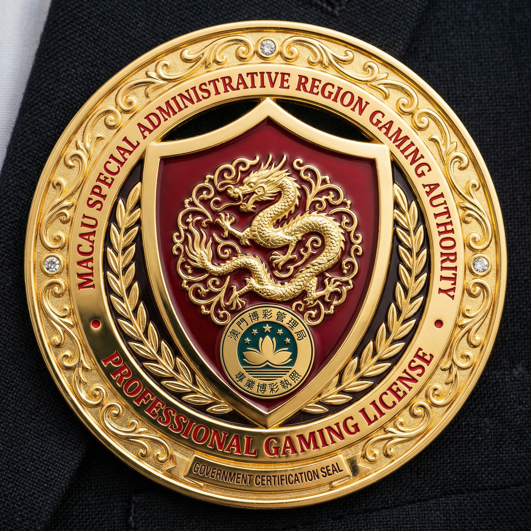 ev扑克澳门博彩监察协调局颁发的正规博彩牌照徽章